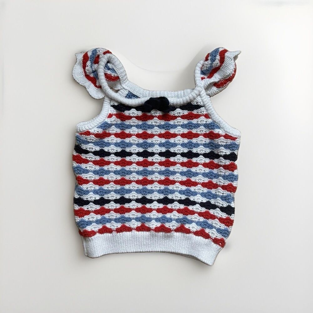 Janie And Jack The Americana Crochet Top Size 2 Years Red White Blue